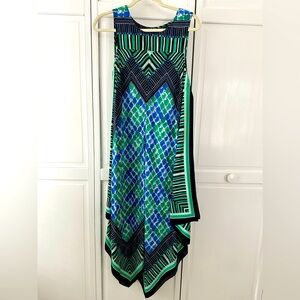 NWT NIC+ZOE Geometric Green and Blue Sleeveless Dress
